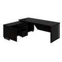 Ver imagem 2 de Mesa Executiva em L Mesa Executiva 1,80m C Armário Lateral Moderno 3 Gavetas MDF-MDP Preto F5