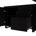 Ver imagem 3 de Mesa Executiva em L Mesa Executiva 1,80m C Armário Lateral Moderno 3 Gavetas MDF-MDP Preto F5