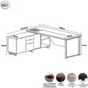 Ver imagem 4 de Mesa Executiva em L Mesa Executiva 1,80m C Armário Lateral Moderno 3 Gavetas MDF-MDP Preto F5