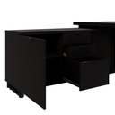 Ver imagem 7 de Mesa Executiva em L Mesa Executiva 1,80m C Armário Lateral Moderno 3 Gavetas MDF-MDP Preto F5