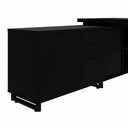 Ver mais imagens de Mesa Executiva em L Mesa Executiva 1,80m C Armário Lateral Moderno 3 Gavetas MDF-MDP Preto F5