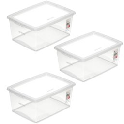 Kit 3 Caixas Organizadoras 15l Plástico com Tampa My Closet Ordene Transparente Retangular - 1