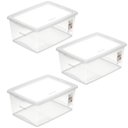 Ver imagem 1 de Kit 3 Caixas Organizadoras 15l Plástico com Tampa My Closet Ordene Transparente Retangular