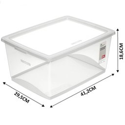 Kit 3 Caixas Organizadoras 15l Plástico com Tampa My Closet Ordene Transparente Retangular - 5