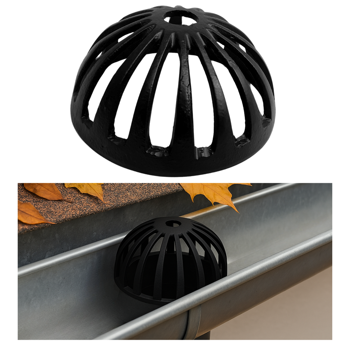 Ralo Anti Entupimento de Calhas para Condutor Tubo de 150mm 6 Polegadas em Alumínio Preto - 2