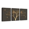 Kit 3 Quadros Decorativos Arvore Dourada Galhos Para Sala De Estar Conjunto Com Molduras - 1
