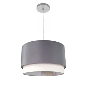 Lustre Pendente Cilíndrico Vivare Md-4383 Cúpula em Tecido 45x25cm - Bivolt Lustres Vivare Canopla P