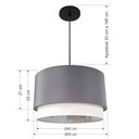 Ver imagem 6 de Lustre Pendente Cilíndrico Vivare Md-4383 Cúpula em Tecido 45x25cm - Bivolt Lustres Vivare Canopla P