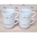 Ver imagem 6 de Kit Jogo 4 Xicaras Café Chá Hotel 200ml Empilháveis - Poá Preto Frases