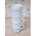 Ver imagem 5 de Kit Jogo 4 Xicaras Café Chá Hotel 200ml Empilháveis - Poá Preto Frases