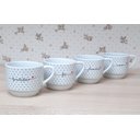 Ver imagem 4 de Kit Jogo 4 Xicaras Café Chá Hotel 200ml Empilháveis - Poá Preto Frases