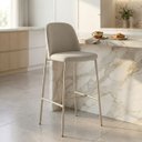 Ver imagem 1 de Banqueta Alta de Aço Carbono Acabamento Estofada Ilha Balcão Gourmet Lucille Champanhe Soft Palha