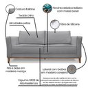 Ver imagem 6 de Kit Poltrona e Sofá 2 Lugares 1,90m Pés Castanho Grafite