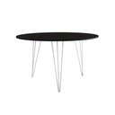 Ver imagem 3 de Mesa Jantar Redonda 110cm Preta Clips 3 Pés com 5 Poltronas Eames Eiffel Brancas Ferro Branco