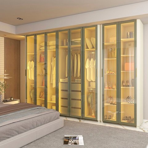 Guarda-Roupa Modulado Reflecta Innova 8 Portas 341,4cm x 240cm Mod 014 100% MDF Bege/Off White