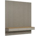 Ver imagem 2 de Painel Ripado para TV 85 pol com Bancada Suspensa Orgânica 258cm Slats L05 Tauari Gris Fosco -