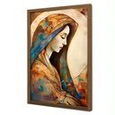 Ver imagem 1 de Quadro Decorativo Abstrato Virgem Maria com Moldura Tradicional Madeira Escura 40x60cm