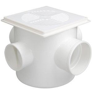 Caixa Sifonada com 3 Entradas 100x100x50 Quadrada Branca - 11071151 - Fortlev Caixa Sifonada 100x100