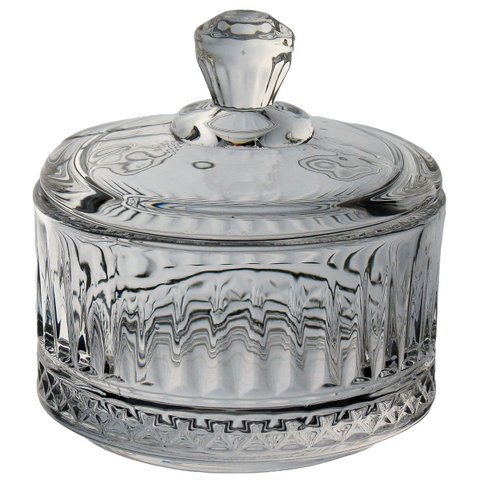 Potiche Decorativo de Cristal Transparente 7x6x6cm Tampa Enfeite Sala Mesa