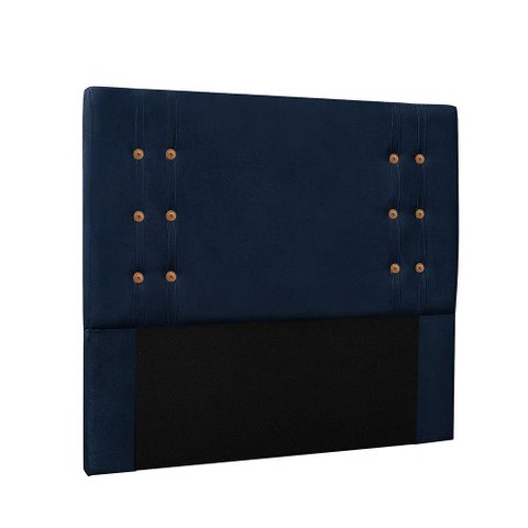 Cabeceira Cama Box Solteiro 90cm e Recamier Gênova Suede S04 - D'Rossi Cor Azul Marinho