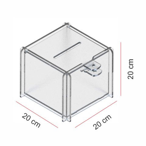 Urna Acrílico Sorteio Caixa Sugestões Cubo Cofre 20 X 20 Cm