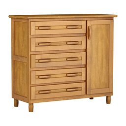 Cômoda Sapateira Mel 5 Gavetas 1 Porta Madeira Maciça Pinus - Cavazotto 1388ML - 1