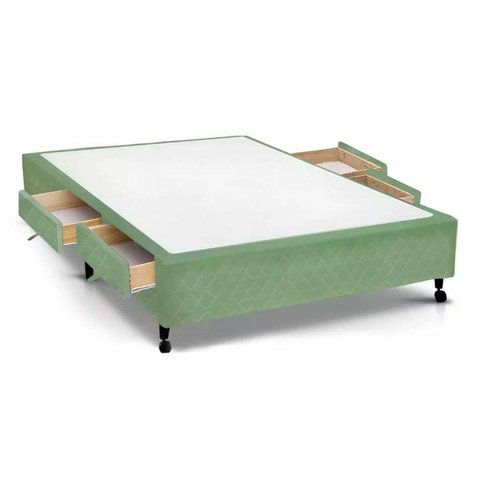 Cama Box Base c/Gavetas Viúva Poli Tecido Green (128x27-c/4 Gavs) - Castor