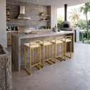 Ver imagem 1 de Kit 4 Banqueta Alta Industrial Moderna Dourada P/ Balcão, Bistro, Cozinha Assento Branco