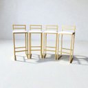 Ver imagem 3 de Kit 4 Banqueta Alta Industrial Moderna Dourada P/ Balcão, Bistro, Cozinha Assento Branco