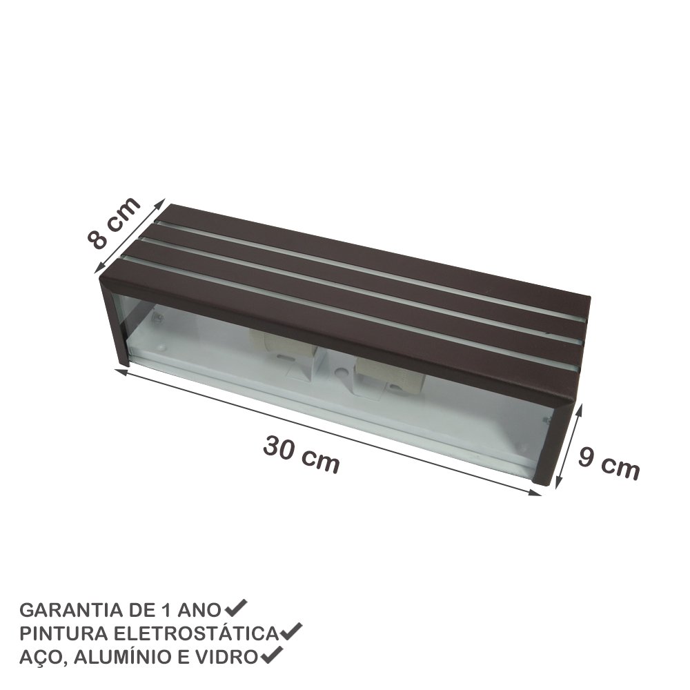 Arandela Retangular 30Cm 2 Frisos 2 Focos E27 Bivolt Externa Mf116 - Mega  Forte - MEGA FORTE ILUMINAÇÃO - Luminária de Parede / Arandela - Magazine  Luiza