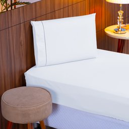 Roupa de Cama Solteiro 400 Fios 2 Peças 100% Toque Macio Cor:branco - 2
