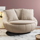 Ver imagem 2 de Kit 02 Poltronas Giratórias para Sala de Estar Kira M03 Veludo Bege - Lyam Decor