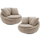 Ver imagem 1 de Kit 02 Poltronas Giratórias para Sala de Estar Kira M03 Veludo Bege - Lyam Decor