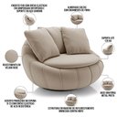 Ver imagem 4 de Kit 02 Poltronas Giratórias para Sala de Estar Kira M03 Veludo Bege - Lyam Decor