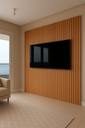 Ver imagem 4 de Estante Home para Tv Suspenso + Painel Grande Ripado Mdf:nature / Branco