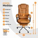 Ver imagem 4 de Cadeira para Escritório Presidente Estofada com Apoio para Pés