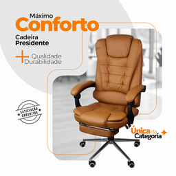 Cadeira para Escritório Presidente Estofada com Apoio para Pés - 5
