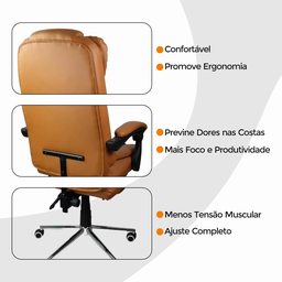 Cadeira para Escritório Presidente Estofada com Apoio para Pés - 7