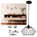 Ver imagem 1 de Lustre Pendente Luminaria Teto Ajustavel Rustica Metal Aramado Casa Sala Quarto Mezanino