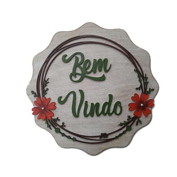 Enfeite De Porta - Guirlanda Bem Vindo - Placa Decorativa - Pintura manual - As Coisas Bonitas - 1