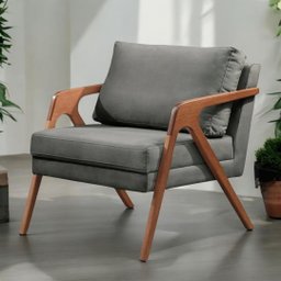 Poltrona Mona Cinza Design Atemporal Salas Quarto Decorativa - 5