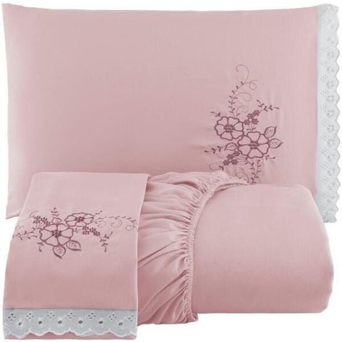 Jogo de Cama Casal Padrão 3 Peças Rose