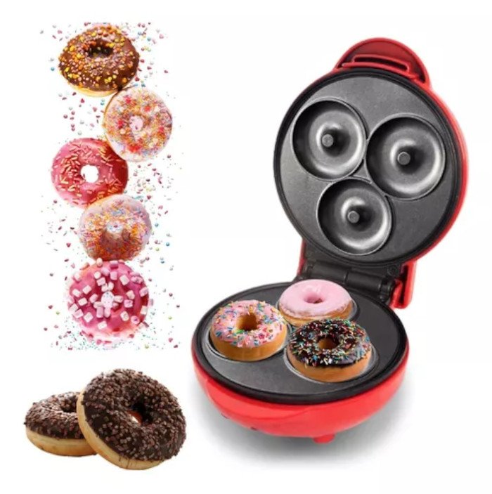 Máquina Donuts Mini Faz 3 Rosquinhas Confeitaria Waffle 220v - 2