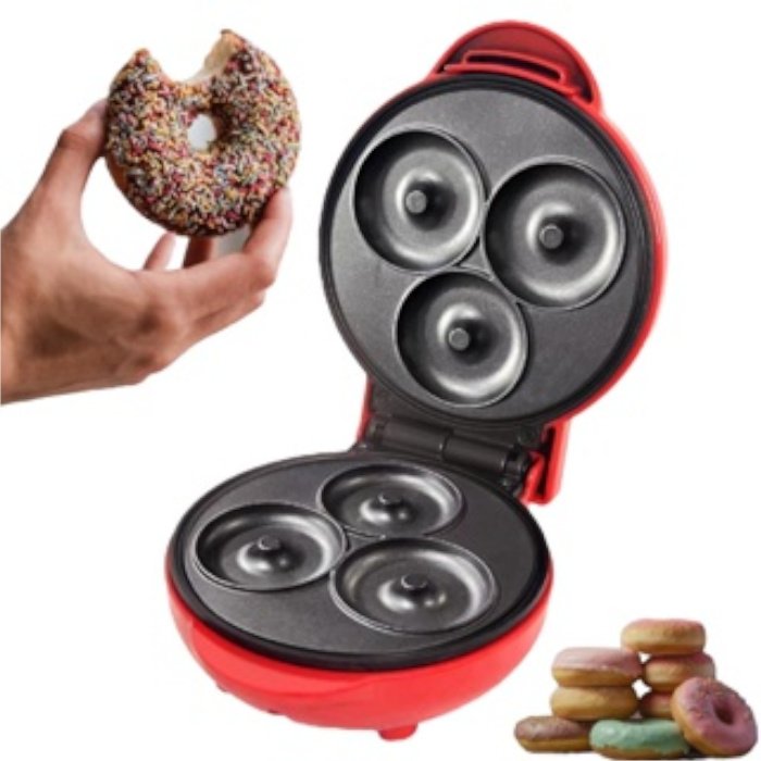 Máquina Donuts Mini Faz 3 Rosquinhas Confeitaria Waffle 220v - 8