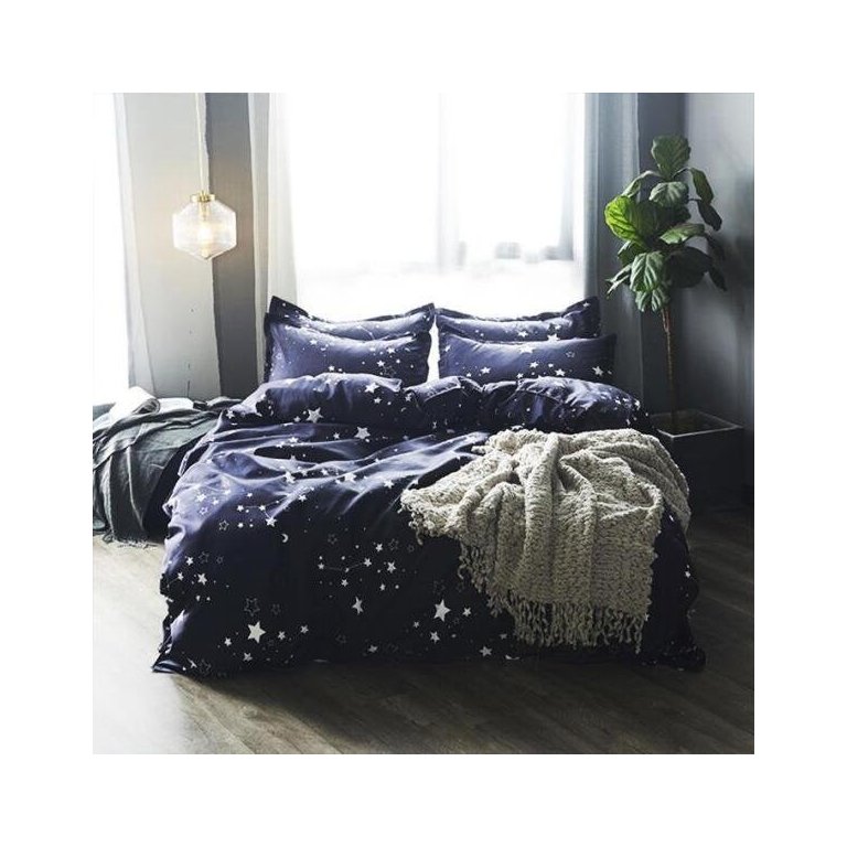 Jogo de Cama Casal Comum Completo 6 Peças com Edredom Star