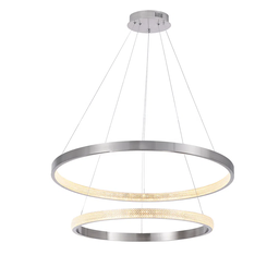 Pendente Oca Nickel e Transparente (d)80 +60cm (a)4cm 42w +32w 3000k 3700lm - Gd003nk - 1