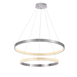 Pendente Oca Nickel e Transparente (d)80 +60cm (a)4cm 42w +32w 3000k 3700lm - Gd003nk