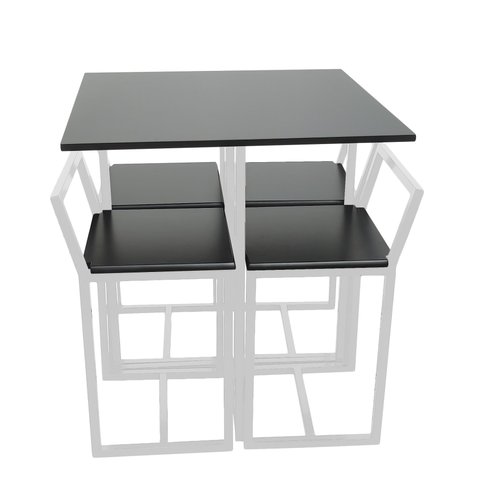 Mesa Prime 4 Cadeiras Quadrada BF Decor Prime Compacta Branco/Preto