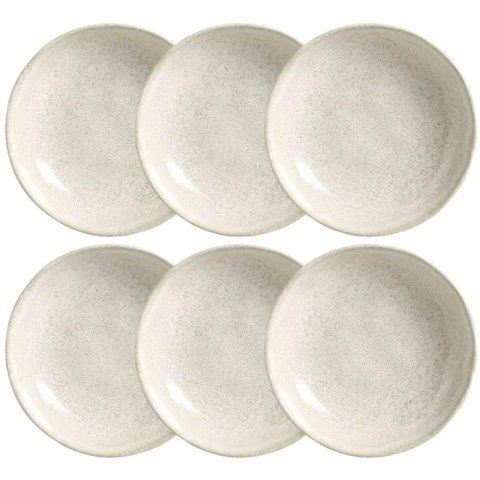 Jogo 6 Pratos Fundos 25cm 830ml Bio Vanilla Orgânico Cerâmica Porto Brasil Mesa Posta Sopas Caldos