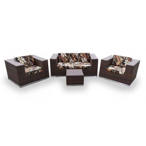 Conjunto de Sofá Fibra Sintética Cidade do Cabo - 1 Sofá 2L+ 2 Poltronas + 1 Mesa Centro - Tecido Re